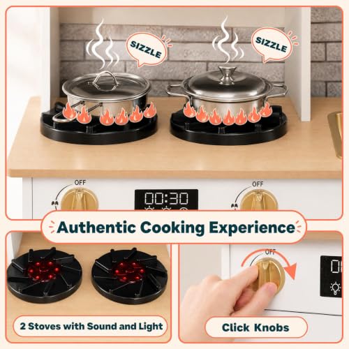 Wooden Pretend Play Kitchen Lights & Sounds