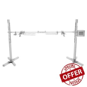 Stainless Steel Barbecue Skewer Set 220V Electric Rotisserie Kit with Motor                                                          Adjustable BBQ Grill with 40kg Load Capacity