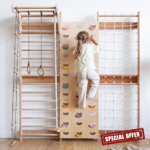Goodevas Kids Climbing Frame                                                          Montessori Wooden Playground with Swedish Wall