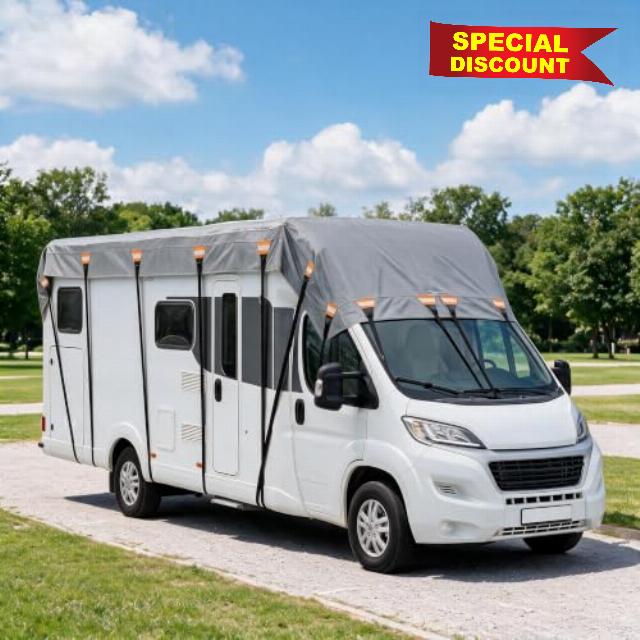 LiveGo Heavy Duty Caravan Covers Waterproof RV Roof Cover – UV Resistant Motorhome Cover with Reflective Strips for Campervans