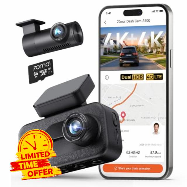 70mai Dash Cam Front and Rear A900