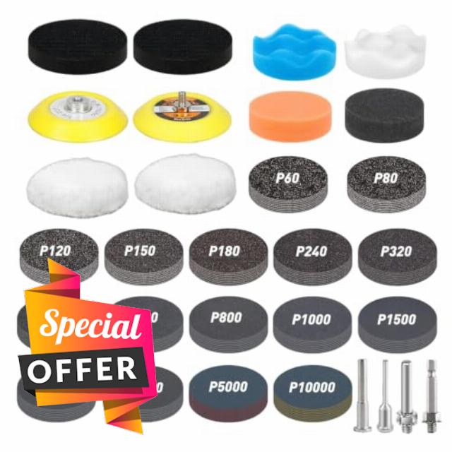 174Pcs 75mm Hook and Loop Sanding Disc Polishing Pad Set