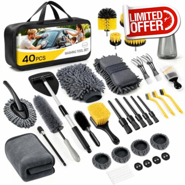 40Pcs Professional Car Cleaning Kit
