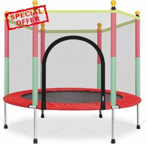 Trampoline 4.6FT/140CM Toddler Trampoline with Safety Enclosure Net                                                          Mini Kids Trampoline Indoor/Outdoor Trampoline for Boys & Girls