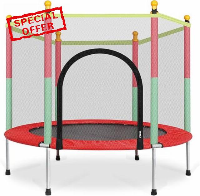 Trampoline 4.6FT/140CM Toddler Trampoline with Safety Enclosure Net                                                          Mini Kids Trampoline Indoor/Outdoor Trampoline for Boys & Girls