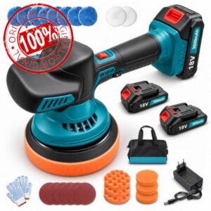 Cordless Car Polisher Machine Kit with 2 x 3000mAh Battery & Charger                                                          Cordless Car Buffer 6-inch Plates