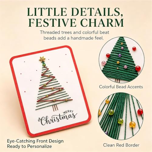 6Pcs Stitch Chris mas Cards by Hand