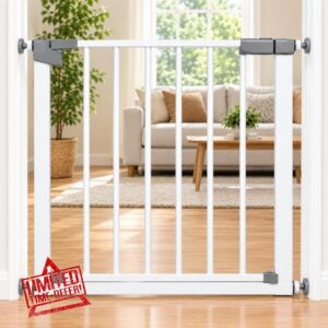 Baby Stair Gate Pressure Fit Auto Closing Safety Gate with Double Lock 78cm Height