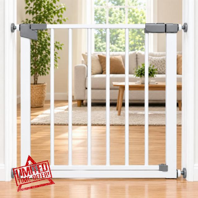 Baby Stair Gate Pressure Fit Auto Closing Safety Gate with Double Lock 78cm Height