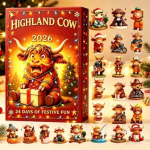 24 day Christmas Countdown Calendars                                                          3D Cute Highland Cow Figures Sets