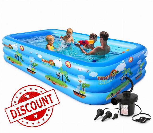 Inflatable Swimming Pool with Pump - Durable PVC Material