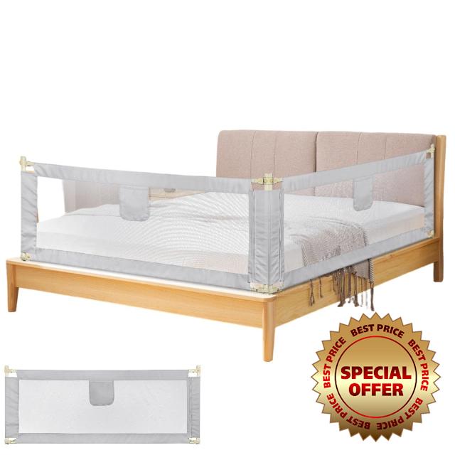 Bed Rail for Toddlers Adjustable Bed Guards Safety Barrier Grey For 1.5m                                                          Height Adjustment