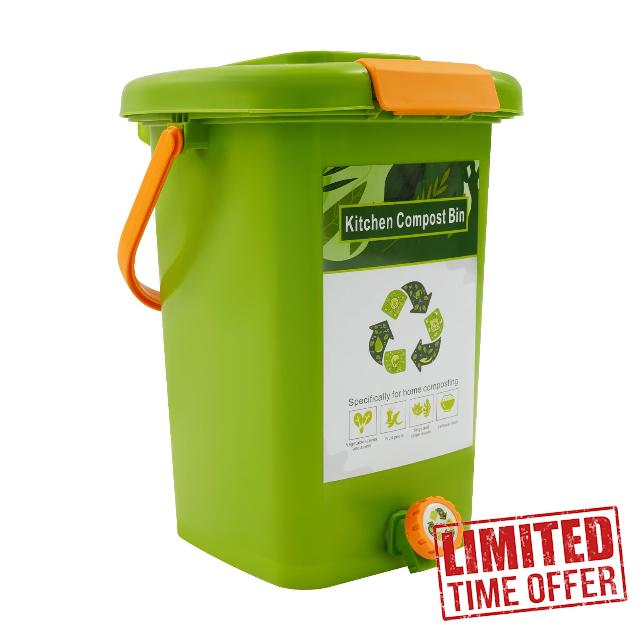 Kitchen Compost Bin with Tap Odour Control Food Waste Composter(L)                                                          Large Kitchen Compost Bin with Liquid Fertilizer Tap