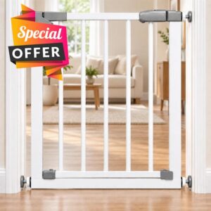 Baby Stair Gate Pressure Fit Auto Closing Safety Gate with Double Lock 78cm Height