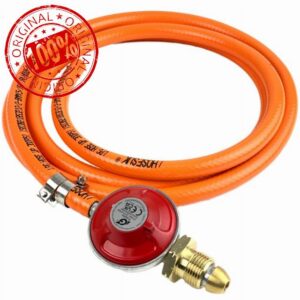 Propane Regulator (Red) Standard Screw 37mbar + 8mm LPG Gas Hose + Clips 10 Metre - Fits Calor 3.9kg Propane Gas Bottle (Screw-On Cylinder)