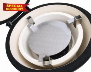 Midi Kamado Heat Deflector and 3 x Grill Raisers for Aldi Kamado