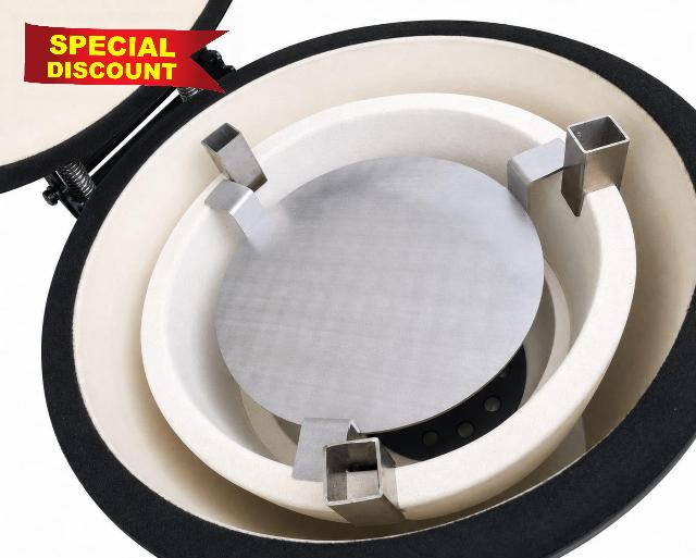 Midi Kamado Heat Deflector and 3 x Grill Raisers for Aldi Kamado