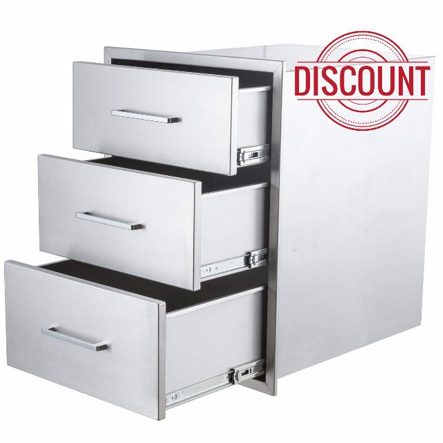 304 Stainless Steel Outdoor Kitchen Drawer Cabinet for BBQ Island                                                          Flush Mount