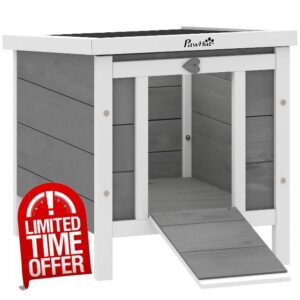 PawHut Wooden Rabbit Hutch Bunny Cage Guinea Pig House Pet Habitat Ferret                                                          Outdoor Use