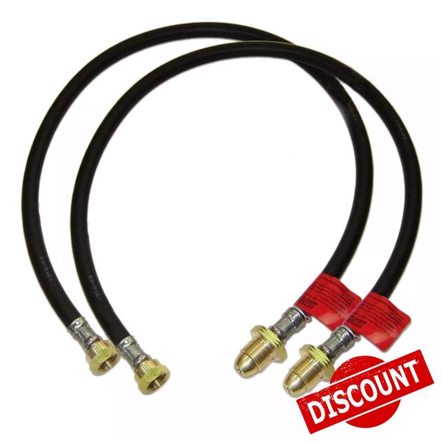 Pair of 35" POL x W20 Pigtail Hoses for Two Propane LPG Cylinders                                                          OPSO Safety Feature