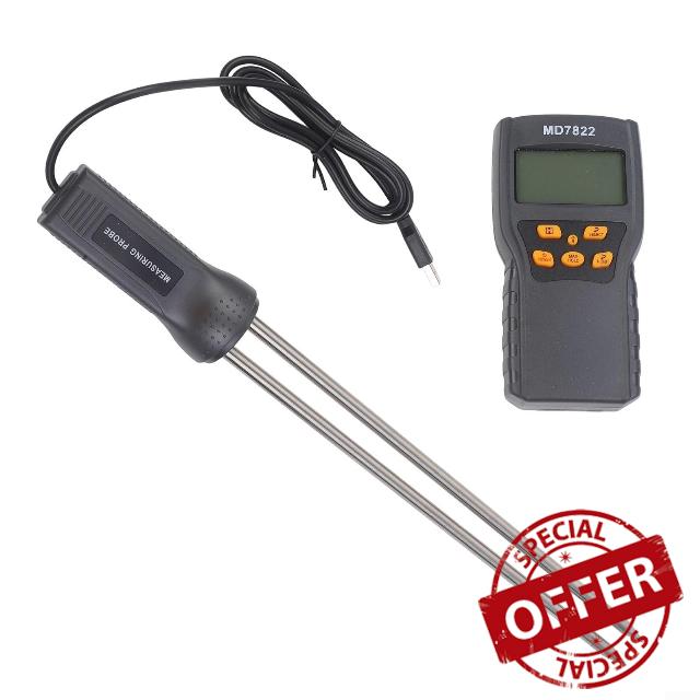 Handheld Grain Moisture Meter with Large LCD Display Moisture and Temperature for Paddy Rice Black Teste