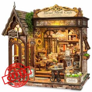 3D Wooden Puzzle Book Nook Kit for Adults with LED Lights                                                          DIY Miniature House Kit