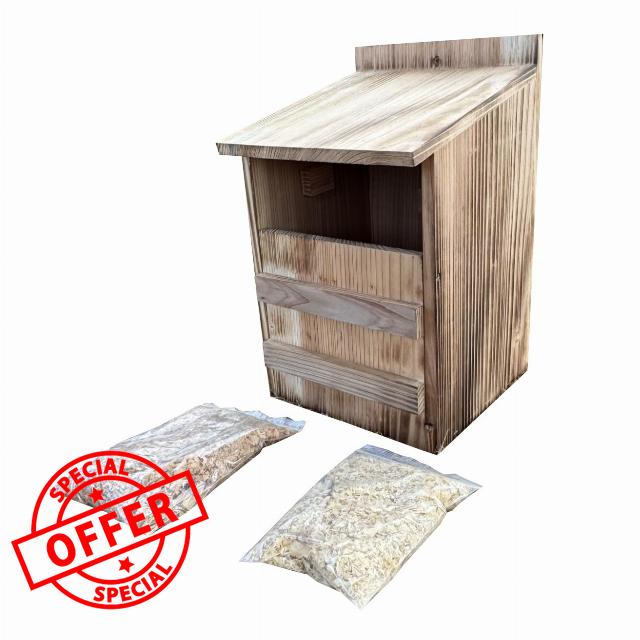 Selections Wooden Owl Birdhouse Garden Nest Box with Nesting Material