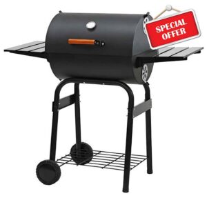 Gr8 Garden Large Charcoal BBQ Barrel Grill with Lid Thermometer