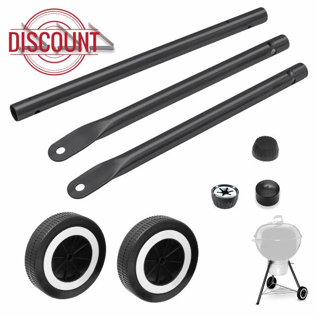 Black Front Leg Kit with 6" Wheels for Weber 18/22 Inch Kettle Grill Parts                                                          Kettle Grill Leg Set: 1 Front (19.5") + 2 Rear (17.3") for Weber 18/22 Kettle Charcoal Grills