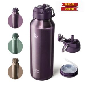 bottlebottle Insulated Water Bottle with Straw 1180ml(40oz) Sports Stainless Steel Water Bottles with Handle Lid Outdoors Drink Flask for Pills (Cosmic Violet)