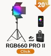Text reads 'FS300C' and '10Y'. Compact RGB light fixture with spherical multicolored gradient head mounted on black body with adjustment joints and cable.