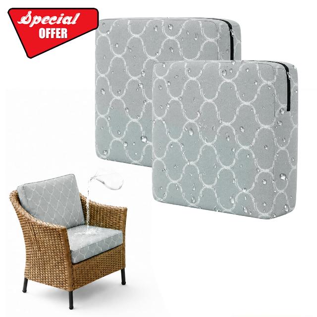 2Pcs Outdoor Cushion Covers Waterproof Sofa Seat Cushion Cover with Zipper