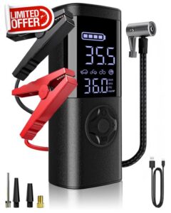 TEMOLA Jump Starter Power Pack with Air Compressor 150PSI                                                          Jump Starter for 12V Vehicles(10L Petrol/8L Diesel)