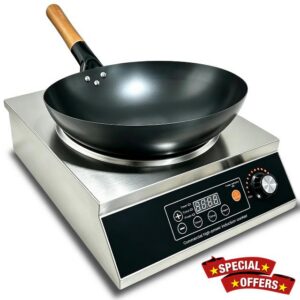 commercial Induction Hob Cooktop 3500W Electric heavy Duty Professional Cooker Portable Countertop Hot Plate Burner with Stainless Steel Body 10-level Power and Temperature Setting