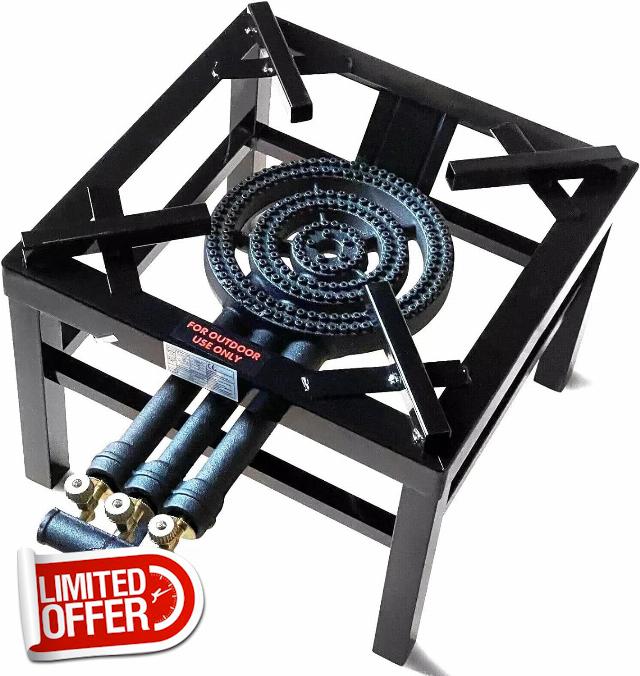 3 Key Heavy Duty Cast Iron LPG Propane Gas Burner Boiling Ring – Commercial Catering Stove & OutdoorCamping Cooke