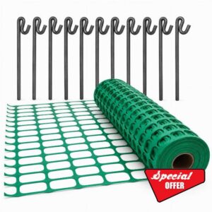 Smith & Barker 15M or 25M Temporary Fence Mesh with Non Galvanised Pins Set – 80GSM Garden Nettings (Green