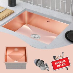27.6"x17.7" Stainless Steel Undermount Kitchen Sink - Deep Single Bowl Drop-in Sink with Drain & Drainage Pipe - Elegant Rose Design for Contemporary Kitchens