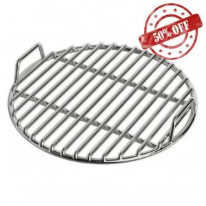 Baoblaze Barbecue Grill Rack Stainless Steel Outdoor Cooking Grate Circular Grill Wire Rack With Loop Handles Suitable for Camping Picnic Backyard Cooking