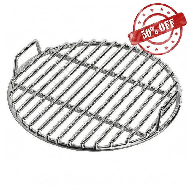 Baoblaze Barbecue Grill Rack Stainless Steel Outdoor Cooking Grate Circular Grill Wire Rack With Loop Handles Suitable for Camping Picnic Backyard Cooking