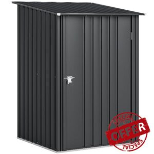 Outsunny 3.3 x 3.4 ft Lean to Garden Shed Metal Dark Grey                                                          Outdoor Storage Shed