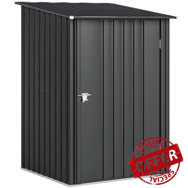 Outsunny 3.3 x 3.4 ft Lean to Garden Shed Metal Dark Grey                                                          Outdoor Storage Shed