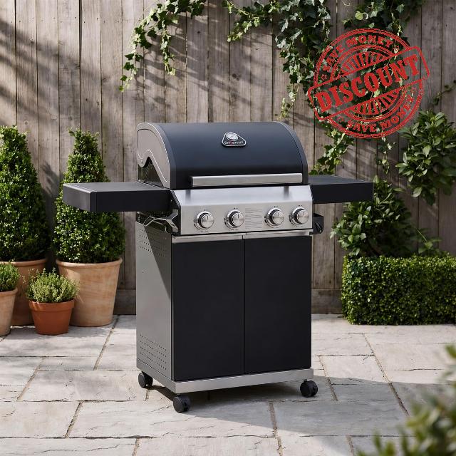 Grillstream Classic 4 Burner Barbecue in Matt Black                                                          Durable Design with 4 Burners