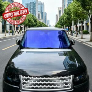 Car Tinted Window Film 100x300cm VLT 80% Blue Windscreen Tint                                                          99% UV Block 75% Heat Rejection Anti-Glare Tinting Privacy Car Window Tints
