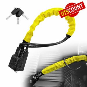 Steering Wheel Lock Metal Head 3 Keys Car Seat Belt Lock Anti-Theft Device                                                          High Visibility Car Lock