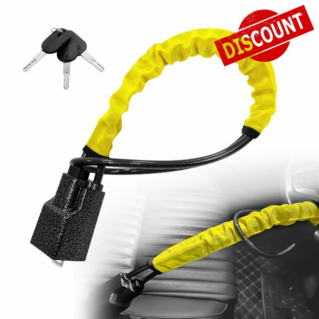 Steering Wheel Lock Metal Head 3 Keys Car Seat Belt Lock Anti-Theft Device                                                          High Visibility Car Lock