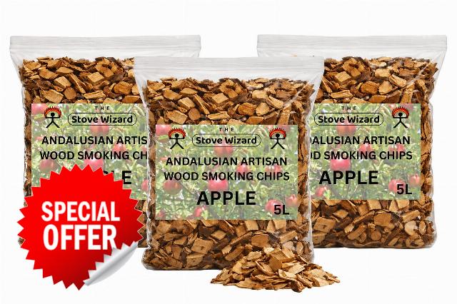 Apple Smoking Wood Chips Bundle 3 x 5 Litres                                                          Sweet fruitwood smoke