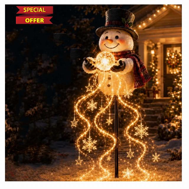 Snowman Magic Fountain - Flowing Snowflake LED Christmas Garden Light