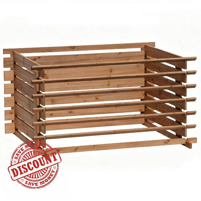 Actiasgear 700L Wooden Garden Composter Bin Treated Fir Wood                                                          700L treated fir wood garden composter with ventilated slats and removable front panels for easy access and composting.