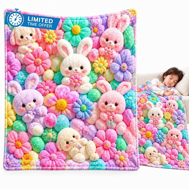 3D Teddy Pastel Floral Print Throw Blanket