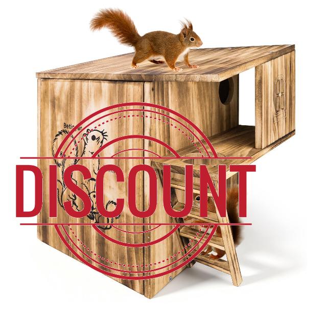 Large Squirrel House Carbonized Solid Wood with Ladder & Porch